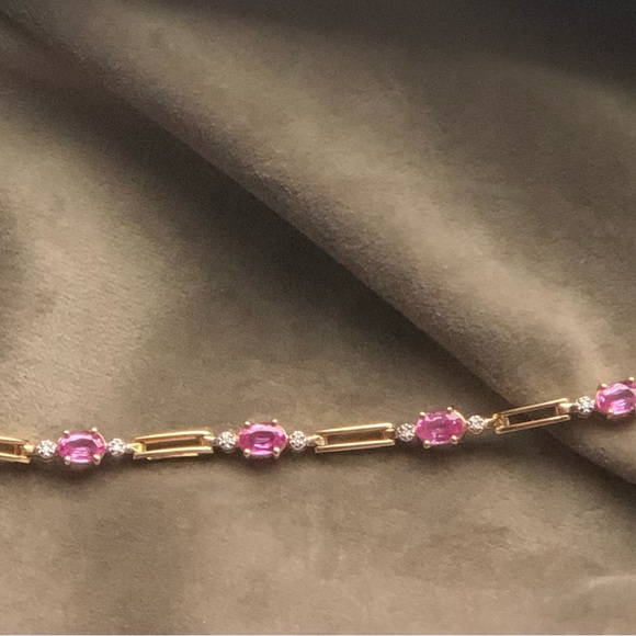 14k pink sapphire and diamond bracelet - Picture 4 of 8